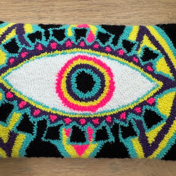 Boutique Handmade Evil Eye Woven Convertible Colorful Clutch Purse Tasseled - Picture 9 of 10